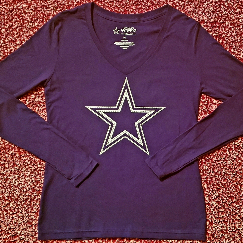 Woman's DALLAS COWBOYS "Piva" Navy Blue Long Sleeve Shirt(S,M,L,XL, 2XL,…